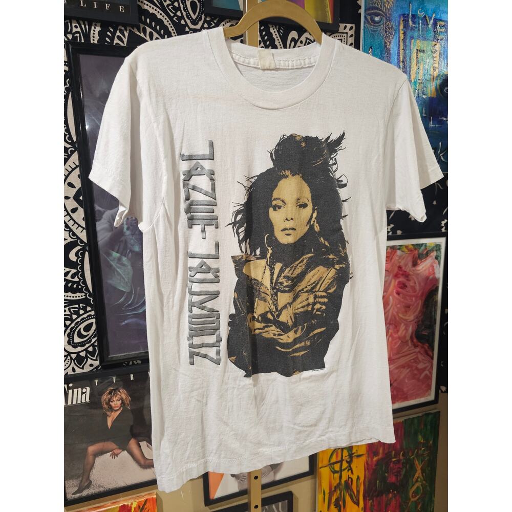 Copied - Rare 1990 Janet Jackson Vintage Band Tee White Single Stitch Small